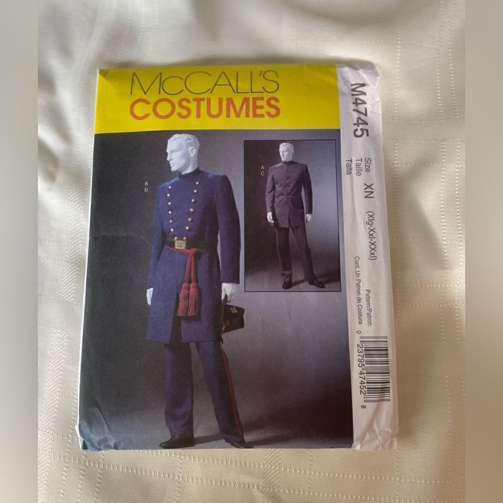 NEW McCall’s Costumes Men's Civil War Costumes-XN (XLG-XXL-XXXL) Uncut MSRP $20